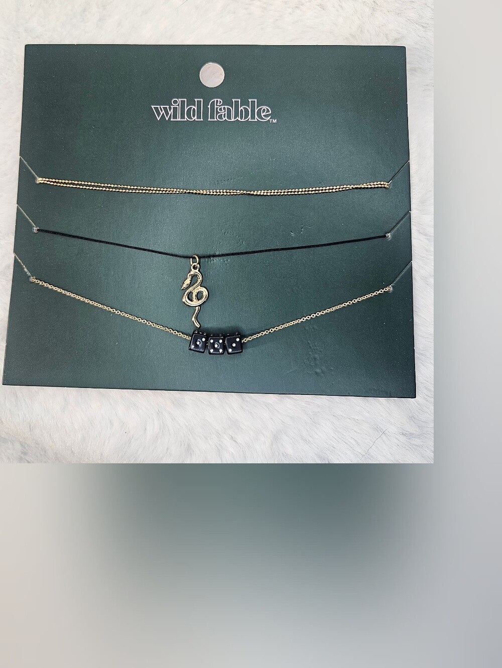 wild fable Gold and Black Layered Necklace Set with Snake and Dice Charms